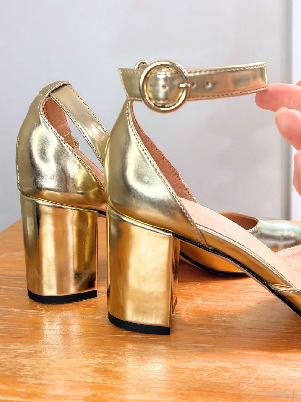 NWOB J. Crew Maisie Ankle Strap Metallic Heels